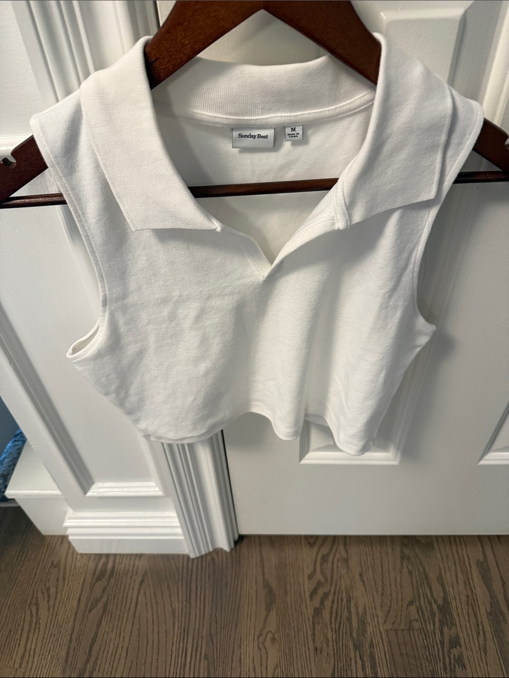 Sunday Best/Aritzia  White Sleeveless Collared Crop Top